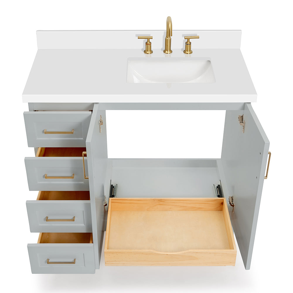 Emilia 42-Inch Grey bathroom vanity on white background – product photo 2