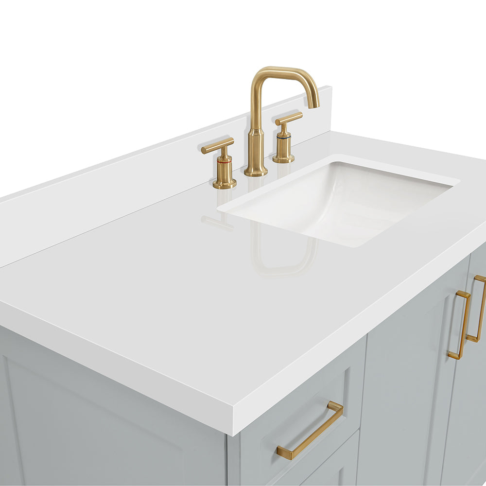 Emilia 42-Inch Grey bathroom vanity on white background – product photo 5