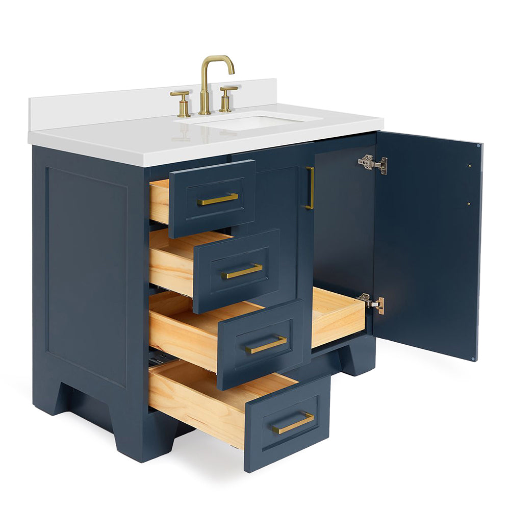Emilia 42-Inch Midnight Blue bathroom vanity on white background – product photo 1