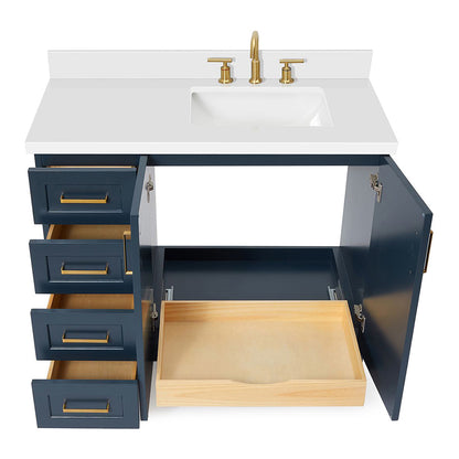 Emilia 42-Inch Midnight Blue bathroom vanity on white background – product photo 2