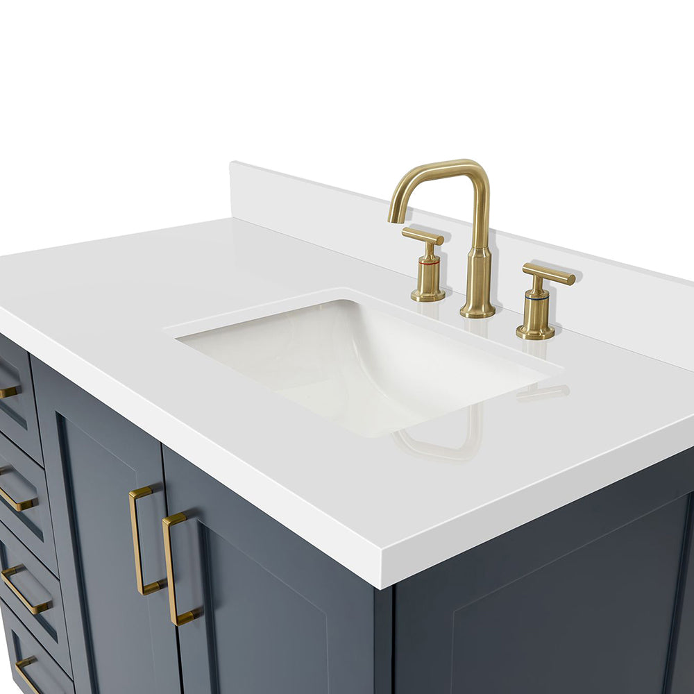 Emilia 42-Inch Midnight Blue bathroom vanity on white background – product photo 4