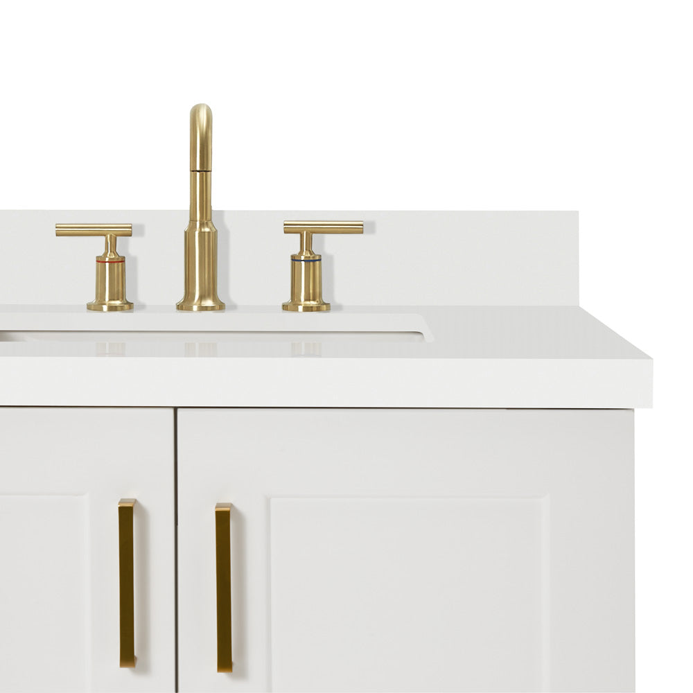 Emilia 42-Inch White bathroom vanity on white background – product photo 5