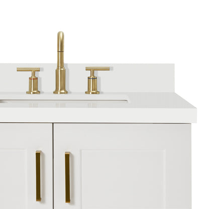 Emilia 42-Inch White bathroom vanity on white background – product photo 5