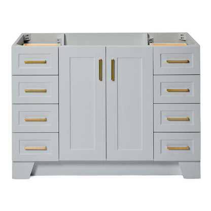 Emilia 48-inch Grey base cabinet on white back ground front view main image