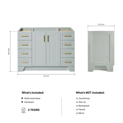 Emilia 48-inch Grey base cabinet on dimensions