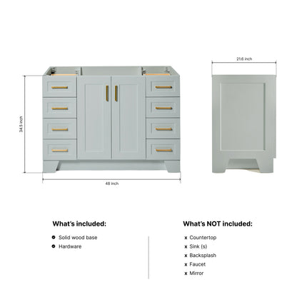 Emilia 48-inch Grey base cabinet on dimensions