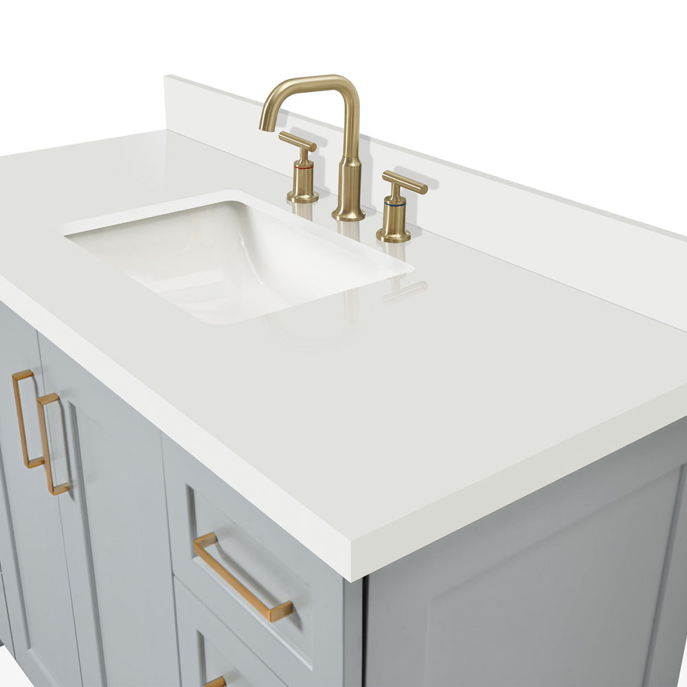 Emilia 48-Inch Grey bathroom vanity on white background – product photo 5