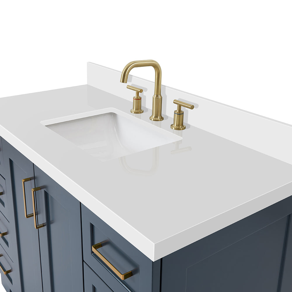 Emilia 48-Inch Midnight Blue bathroom vanity on white background – product photo 4