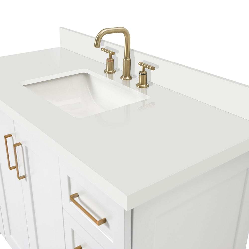 Emilia 48-Inch White bathroom vanity on white background – product photo 5