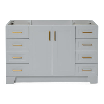 Emilia 54-inch Grey base cabinet on white back ground front view main image
