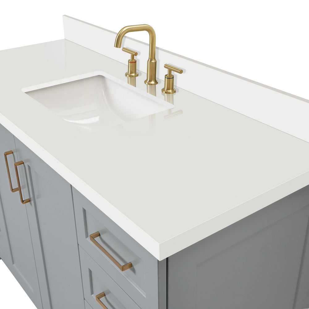 Emilia 54-Inch Grey bathroom vanity on white background – product photo 5