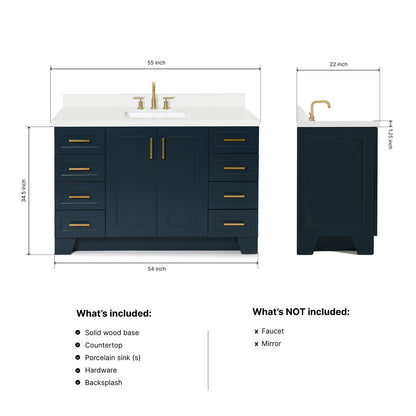 Emilia 54-Inch Midnight Blue bathroom vanity dimensions