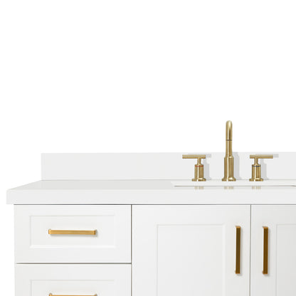Emilia 54-Inch White bathroom vanity on white background – product photo 4