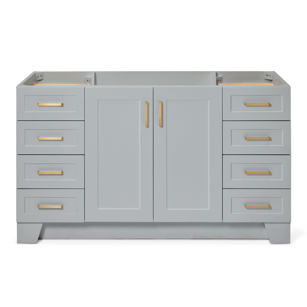 Emilia 60-inch Grey base cabinet on white back ground front view main image