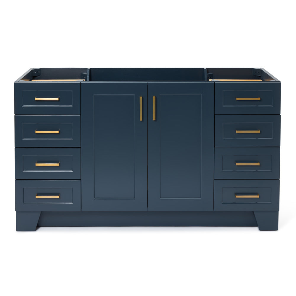 Emilia 60-inch Midnight Blue base cabinet on white back ground front view main image