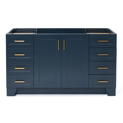 Emilia 60-inch Midnight Blue base cabinet on white back ground front view main image