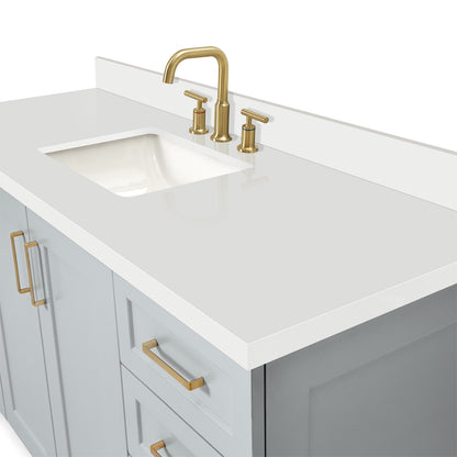 Emilia 60-Inch Grey bathroom vanity on white background – product photo 4
