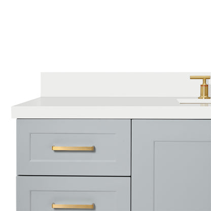 Emilia 60-Inch Grey bathroom vanity on white background – product photo 5