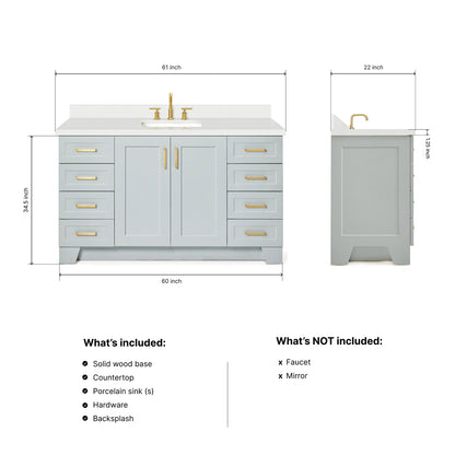 Emilia 60-Inch Grey bathroom vanity dimensions