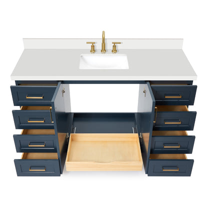 Emilia 60-Inch Midnight Blue bathroom vanity on white background – product photo 2