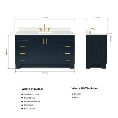 Emilia 60-Inch Midnight Blue bathroom vanity dimensions