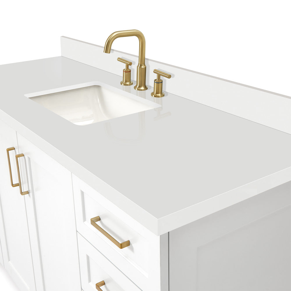 Emilia 60-Inch White bathroom vanity on white background – product photo 4