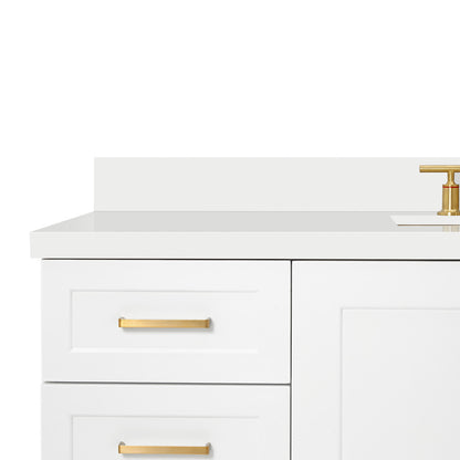 Emilia 60-Inch White bathroom vanity on white background – product photo 5