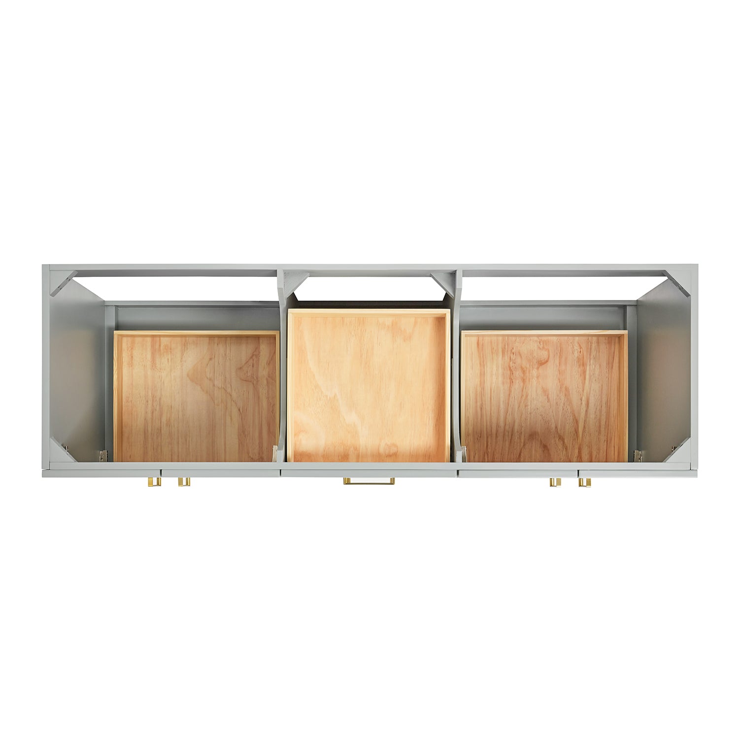 Emilia 66-inch Grey base cabinet on white back ground top down