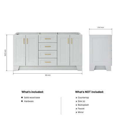 Emilia 66-inch Grey base cabinet on dimensions