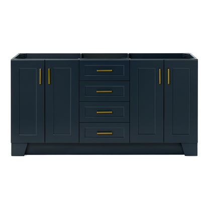 Emilia 66-inch Midnight Blue base cabinet on white back ground front view main image