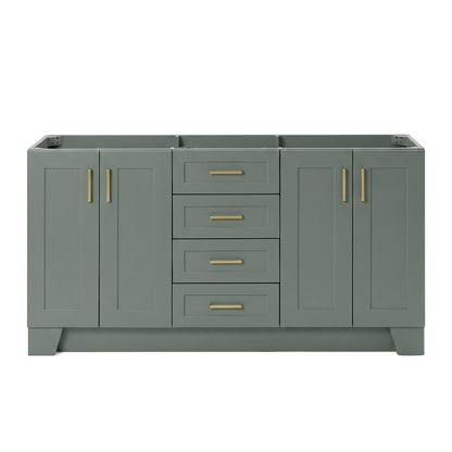 Emilia 66-inch Vintage Green base cabinet on white back ground front view main image