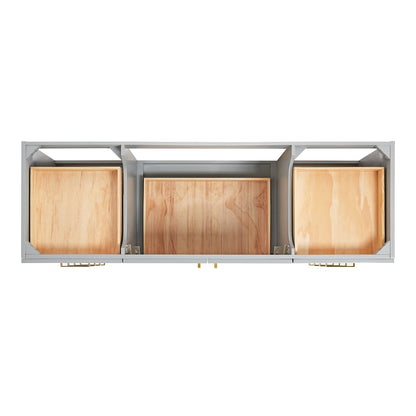 Emilia 66-inch Grey base cabinet on white back ground top down