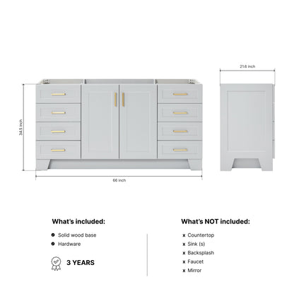 Emilia 66-inch Grey base cabinet on dimensions