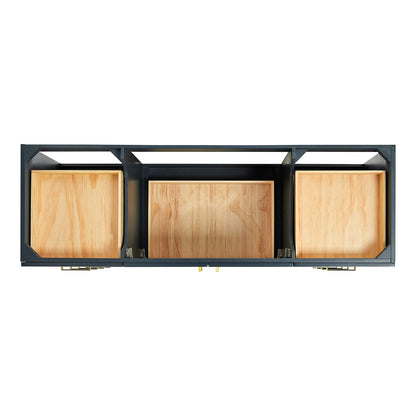 Emilia 66-inch Midnight Blue base cabinet on white back ground top down