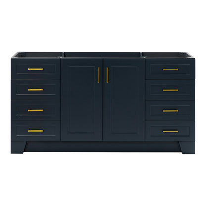 Emilia 66-inch Midnight Blue base cabinet on white back ground front view main image