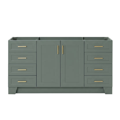 Emilia 66-inch Vintage Green base cabinet on white back ground front view main image
