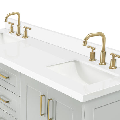 Emilia 66-Inch Grey bathroom vanity on white background – product photo 5