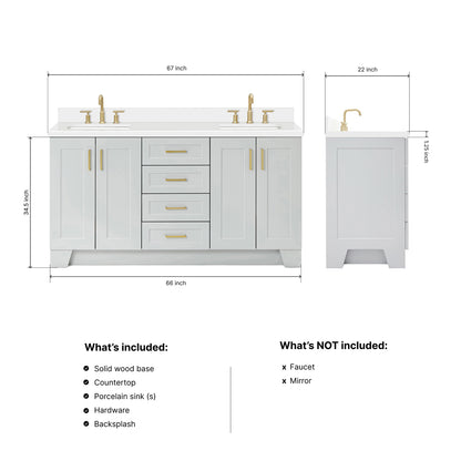 Emilia 66-Inch Grey bathroom vanity dimensions