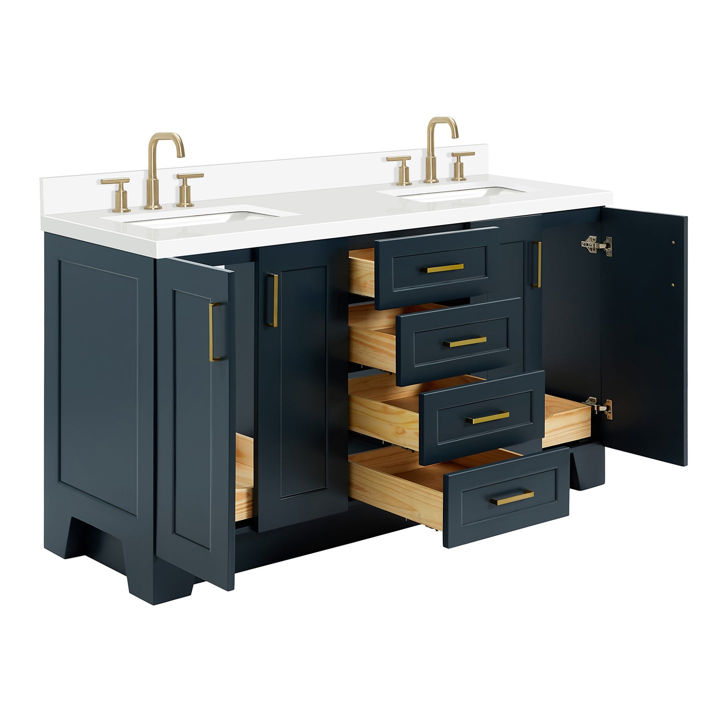 Emilia 66-Inch Midnight Blue bathroom vanity on white background – product photo 1
