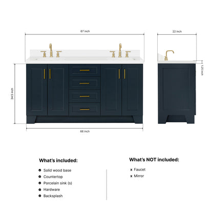 Emilia 66-Inch Midnight Blue bathroom vanity dimensions