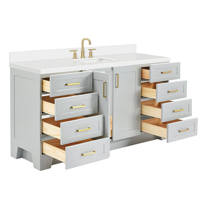 Emilia 66-Inch Grey bathroom vanity on white background – product photo 1