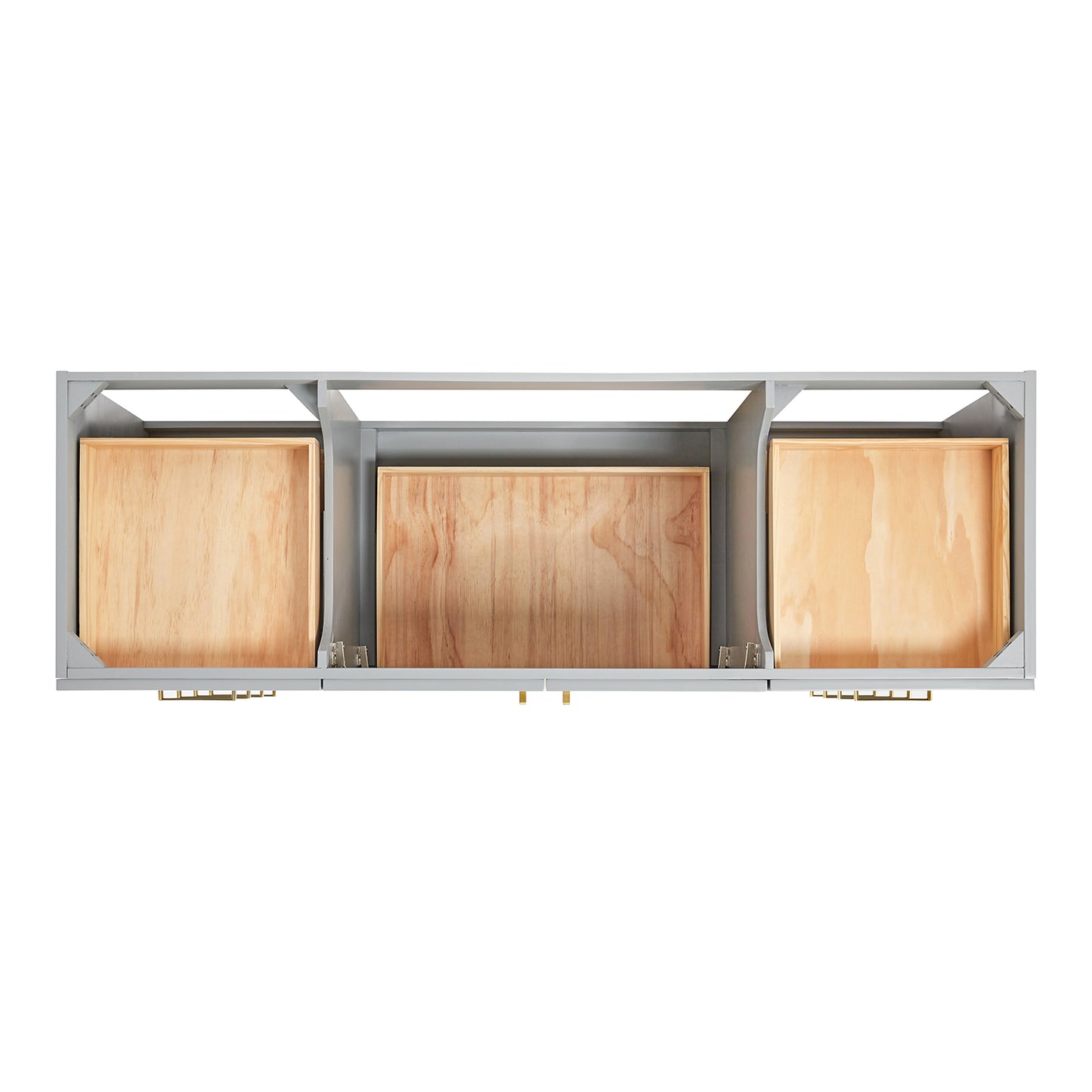 Emilia 66-Inch Grey bathroom vanity on white background – product photo 3
