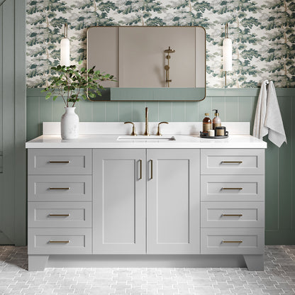 Emilia 66-Inch Grey bathroom vanity in styled bathroom setting