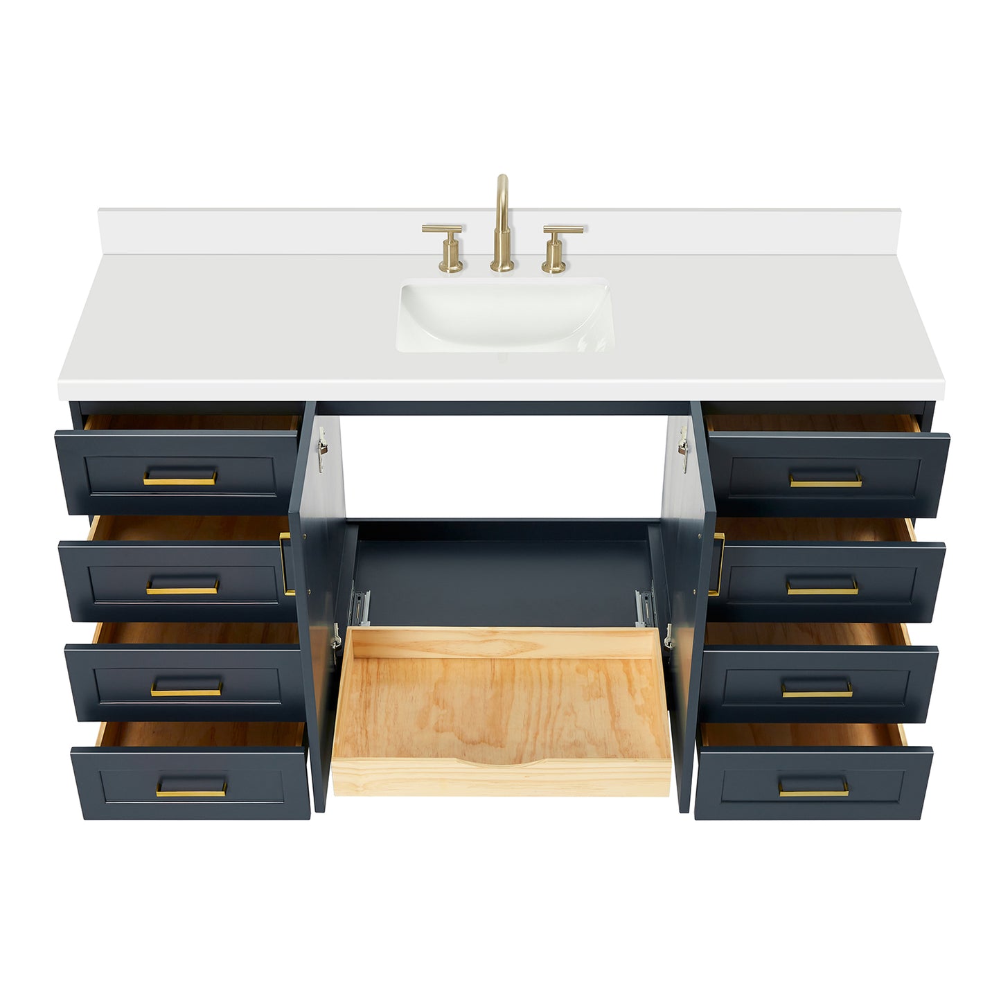 Emilia 66-Inch Midnight Blue bathroom vanity on white background – product photo 2