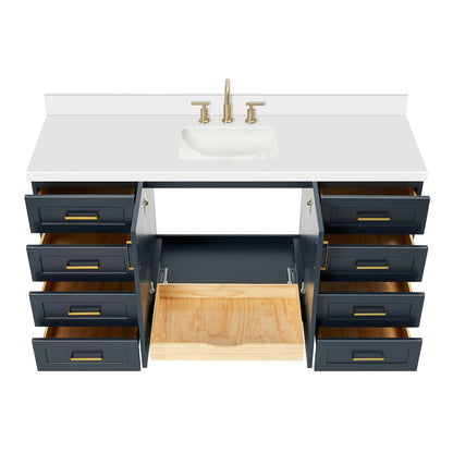 Emilia 66-Inch Midnight Blue bathroom vanity on white background – product photo 2