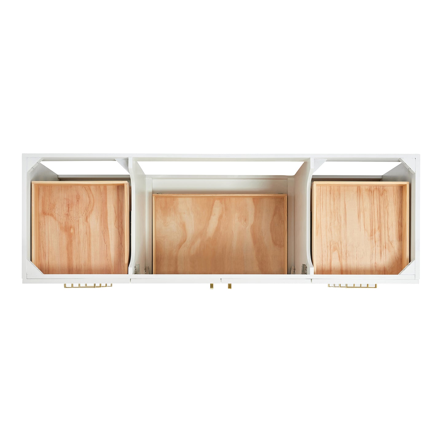Emilia 66-Inch White bathroom vanity on white background – product photo 3
