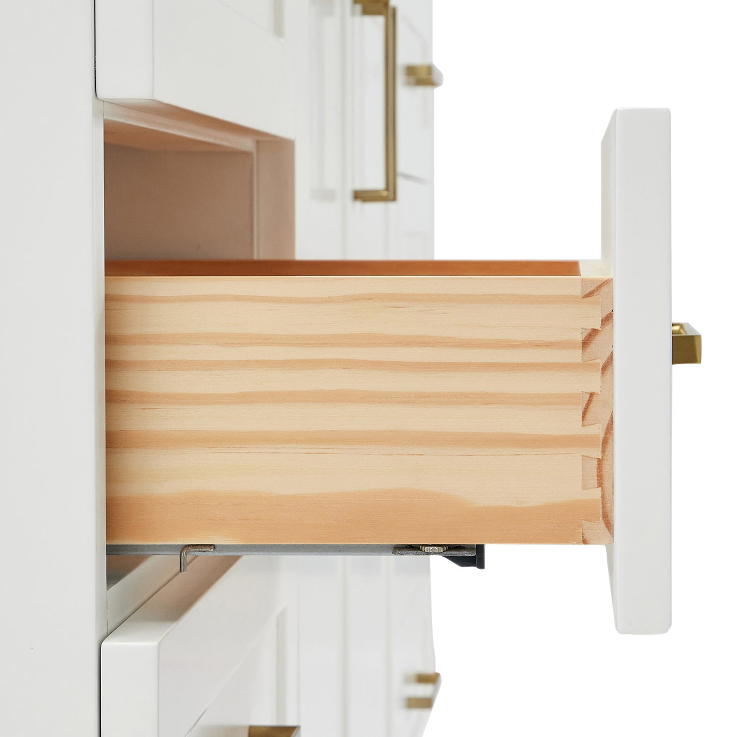 Emilia 66-Inch White bathroom vanity on white background – product photo 4