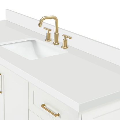 Emilia 66-Inch White bathroom vanity on white background – product photo 5