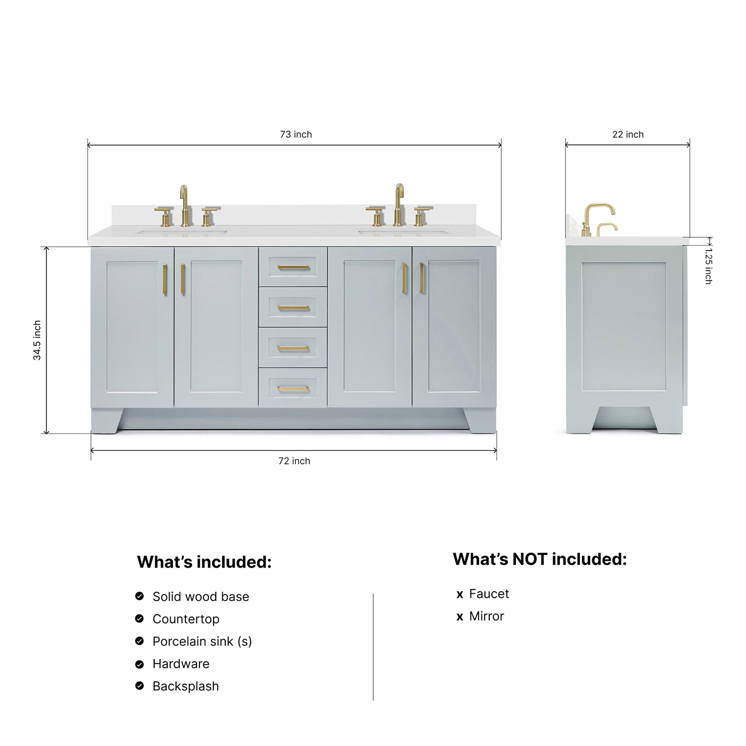 Emilia 72-Inch Grey bathroom vanity dimensions
