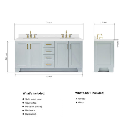 Emilia 72-Inch Grey bathroom vanity dimensions